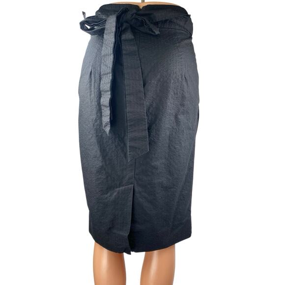 J.Crew Women's Black Pleated Tie Waist Knee Length Straight Pencil Skirt Size 0 - Picture 3 of 5